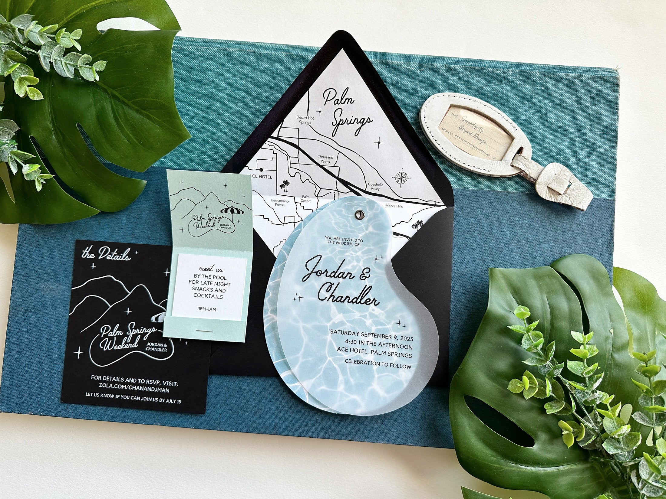 Retro Pool Wedding Invitation with Matchbook - the Ace Hotel (Palm Springs, California)