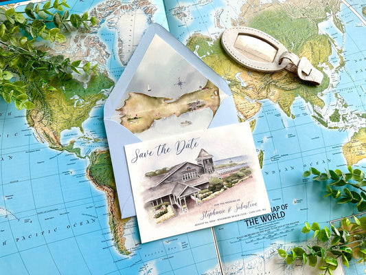 Watercolor Save the Date - Wychmere Beach Club (Cape Cod)