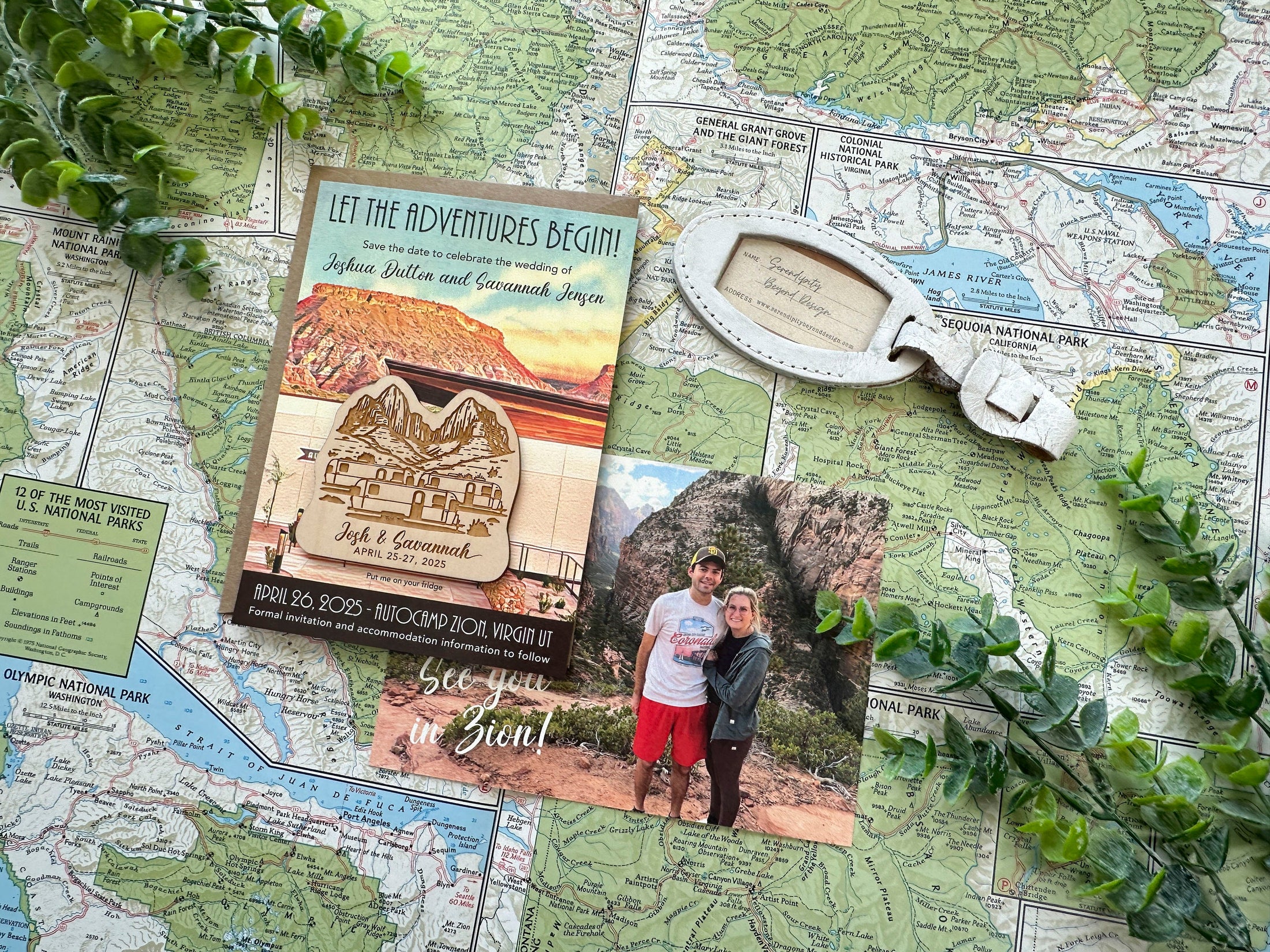 Vintage Travel Poster Save the Date  (Zion National Park)