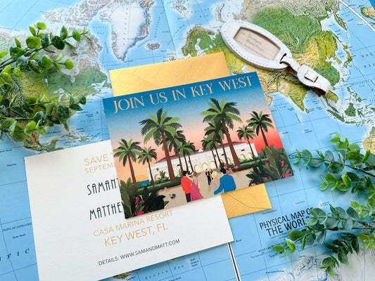 Vintage Travel Poster Save the Date  (Casa Marina, Key West)