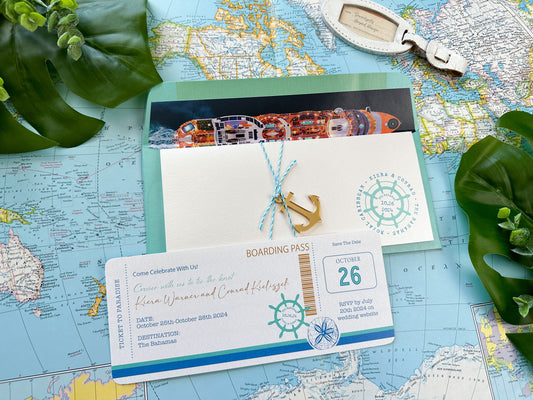 Caribbean Cruise Boarding Pass Wedding Invitation (the Bahamas)