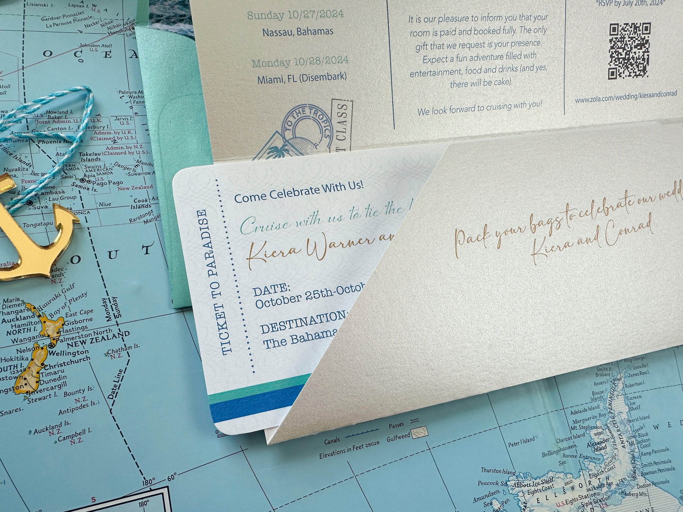 Caribbean Cruise Boarding Pass Wedding Invitation (the Bahamas)