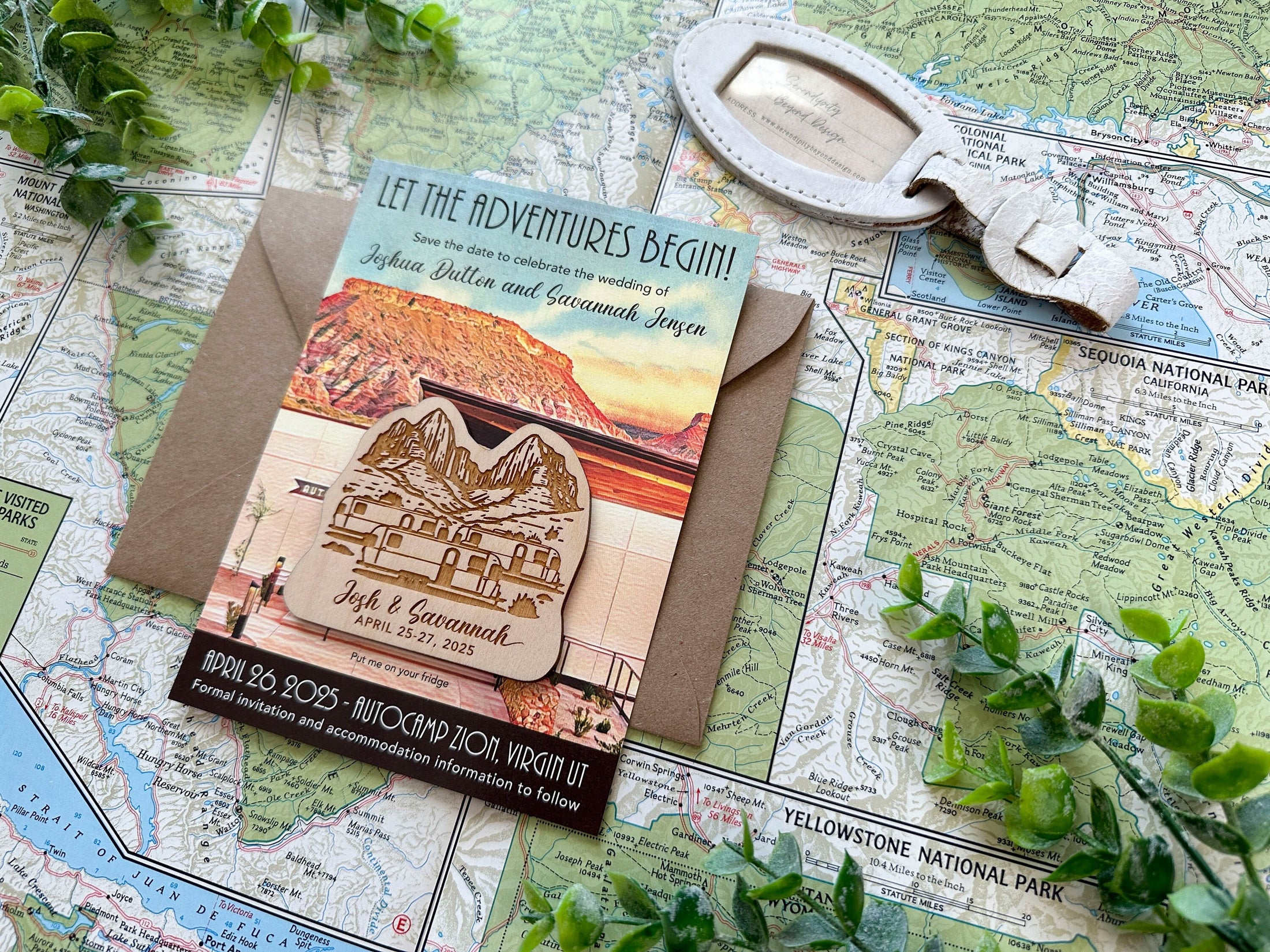 Vintage Travel Poster Save the Date  (Zion National Park)