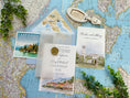 Load image into Gallery viewer, Watercolor Wedding Invitation, Custom Venue Illustration | Lake Como Wedding (Villa Erba, Italy)
