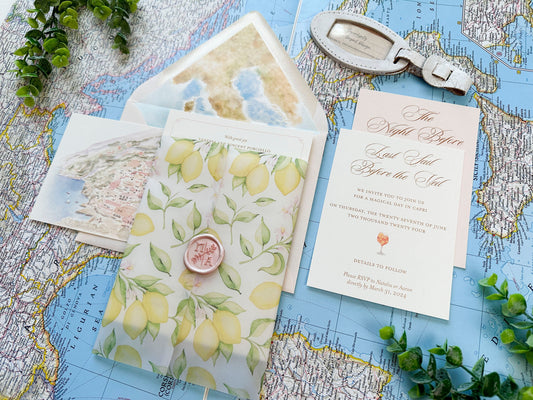 Hotel Marincanto Watercolor Wedding Invite (Positano, Italy)