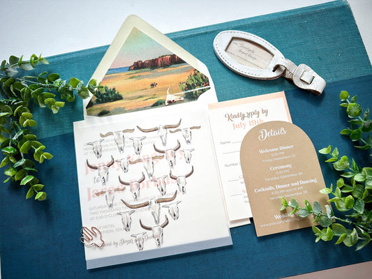 Boho Texas Wedding Invitation - (the Gage Hotel)