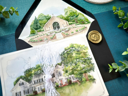 Lace and Vellum Watercolor Wedding Invitation (Virginia)