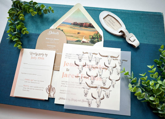 Boho Texas Wedding Invitation - (the Gage Hotel)