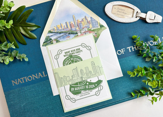 Western Watercolor Wedding Invitation - Jonestown, Texas