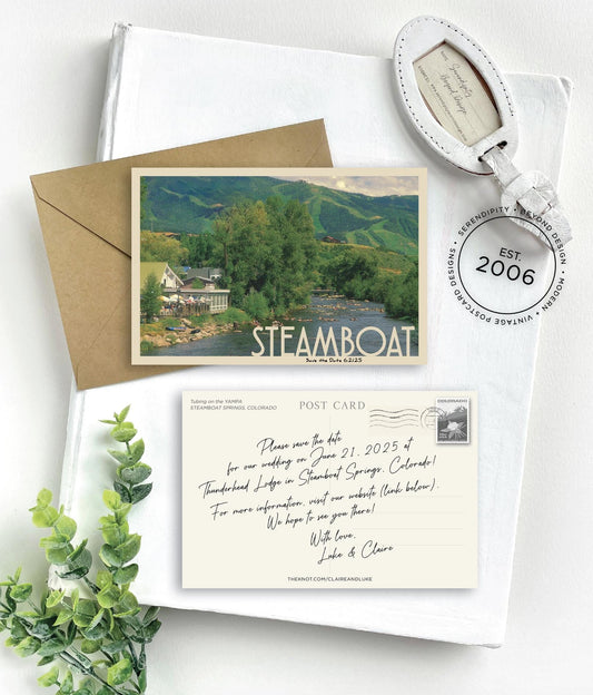 Save the Date - Steamboat, Colorado - Vintage Travel Postcard