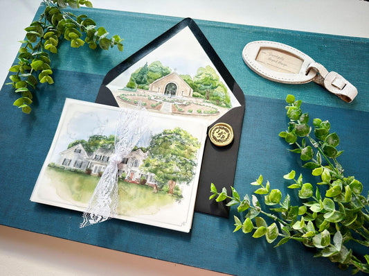 Lace and Vellum Watercolor Wedding Invitation (Virginia)