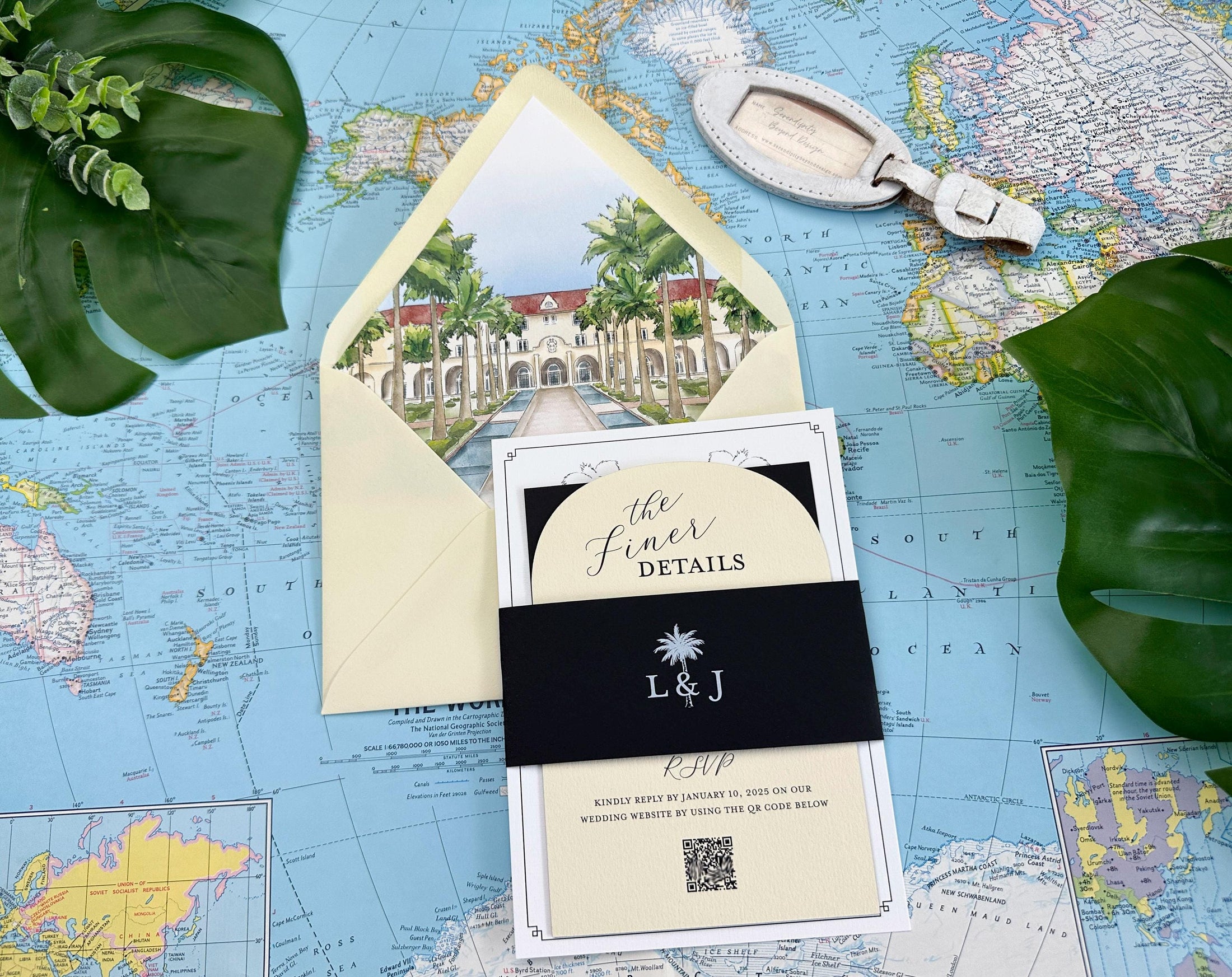 Casa Marina Watercolor Wedding Invitation - (Key West, Florida)