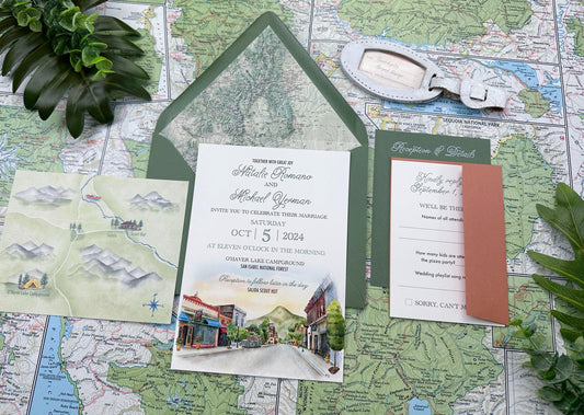 National Park Custom Watercolor Wedding Invitation - (Salida, Colorado)