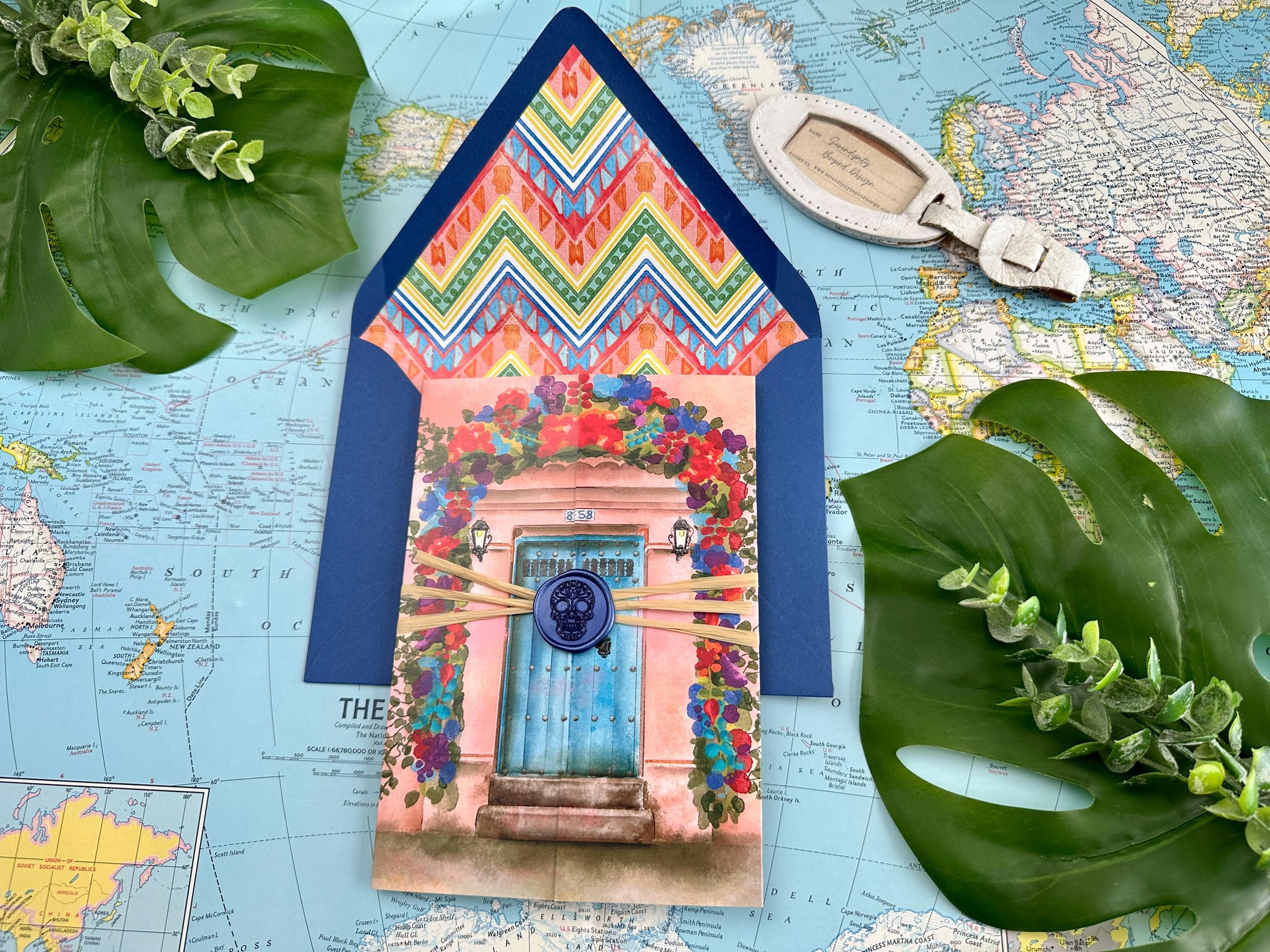 Guatemala Watercolor Gatefold Wedding Invitation (Ruinas De Santa Clara)
