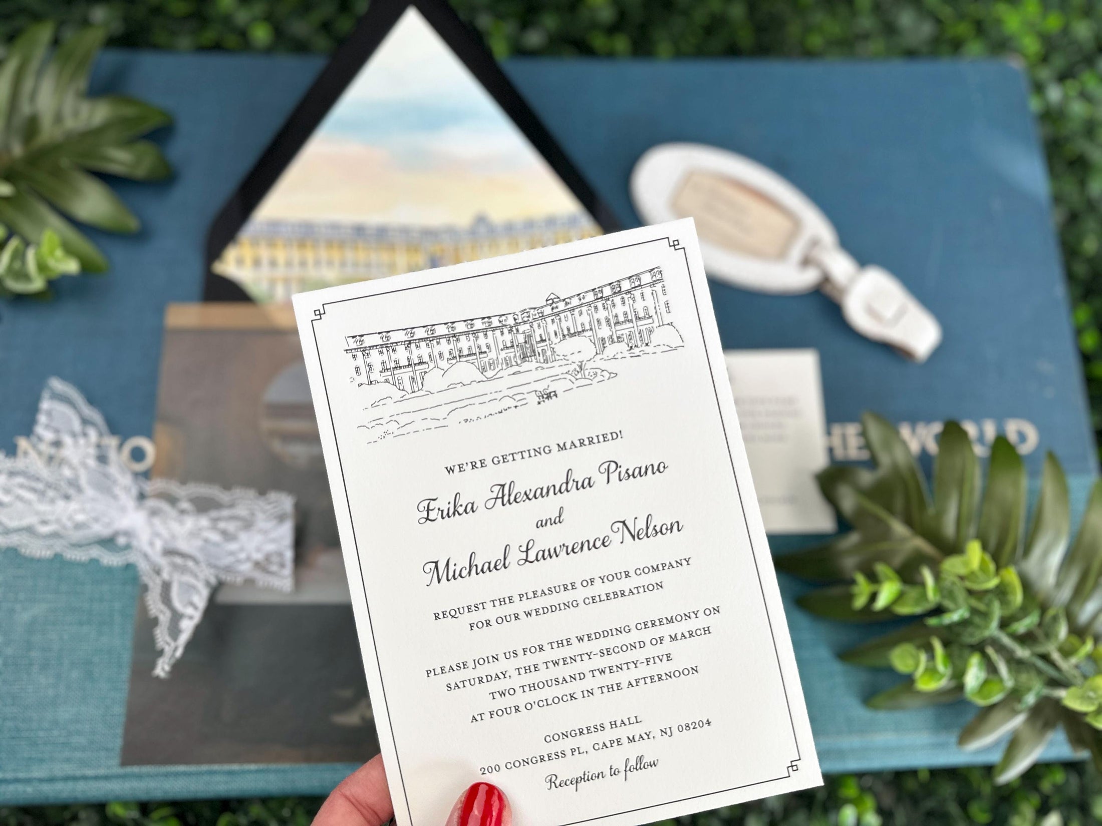 Congress Hall Letterpress Wedding Invitation (Cape May, New Jersey)