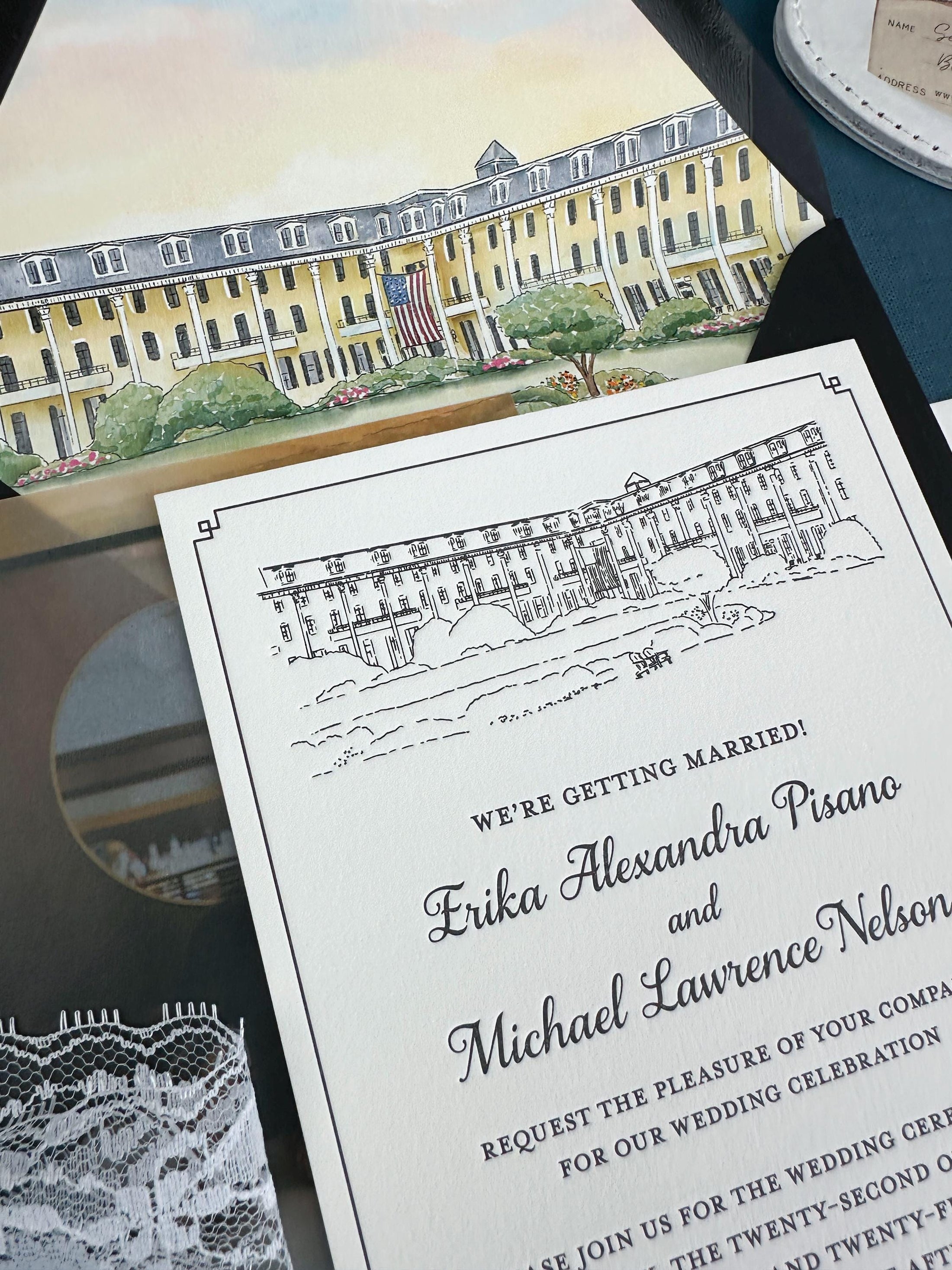 Congress Hall Letterpress Wedding Invitation (Cape May, New Jersey)