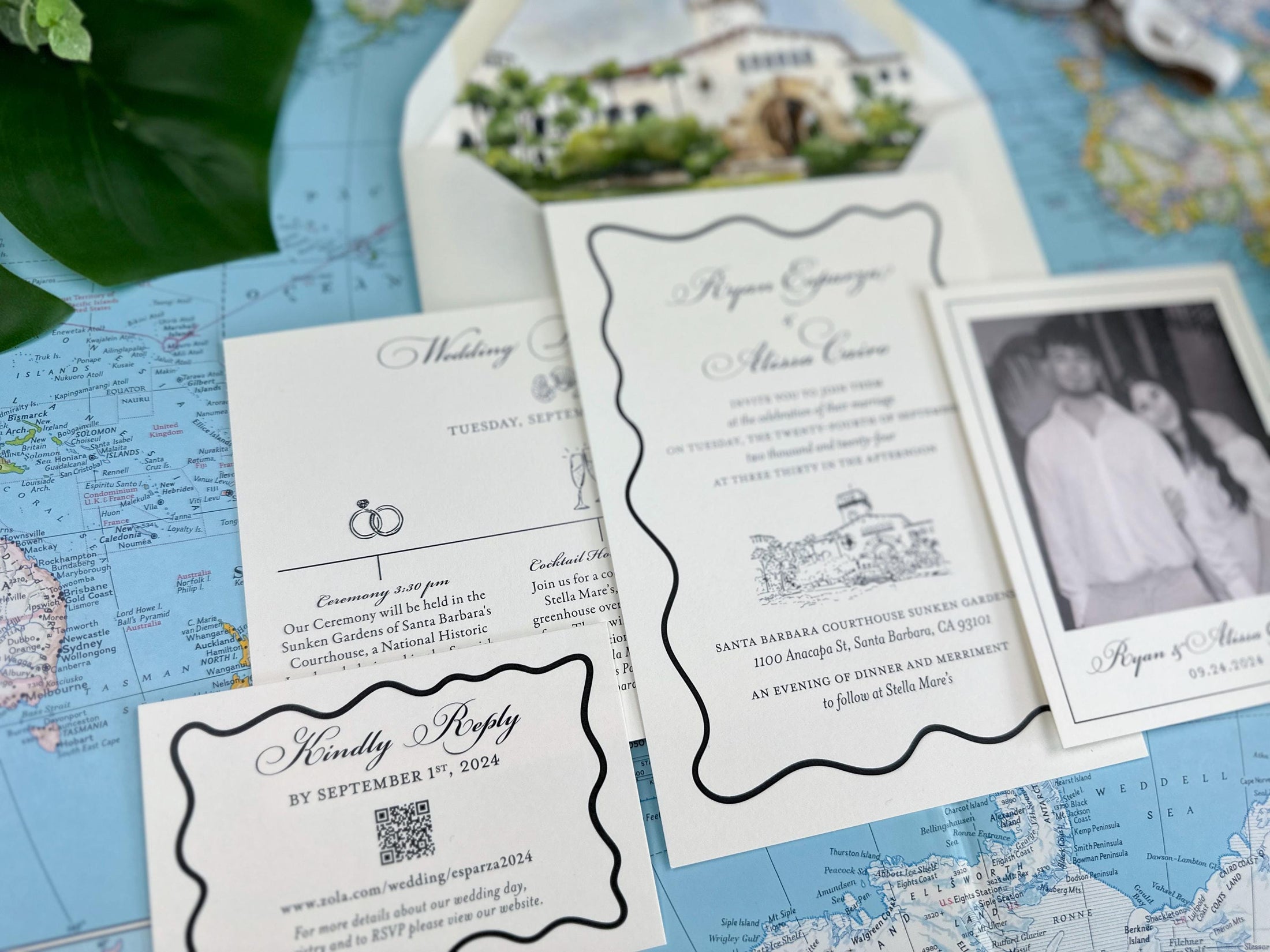 Santa Barbara Courthouse Wedding Invitation - (Santa Barbara, California)