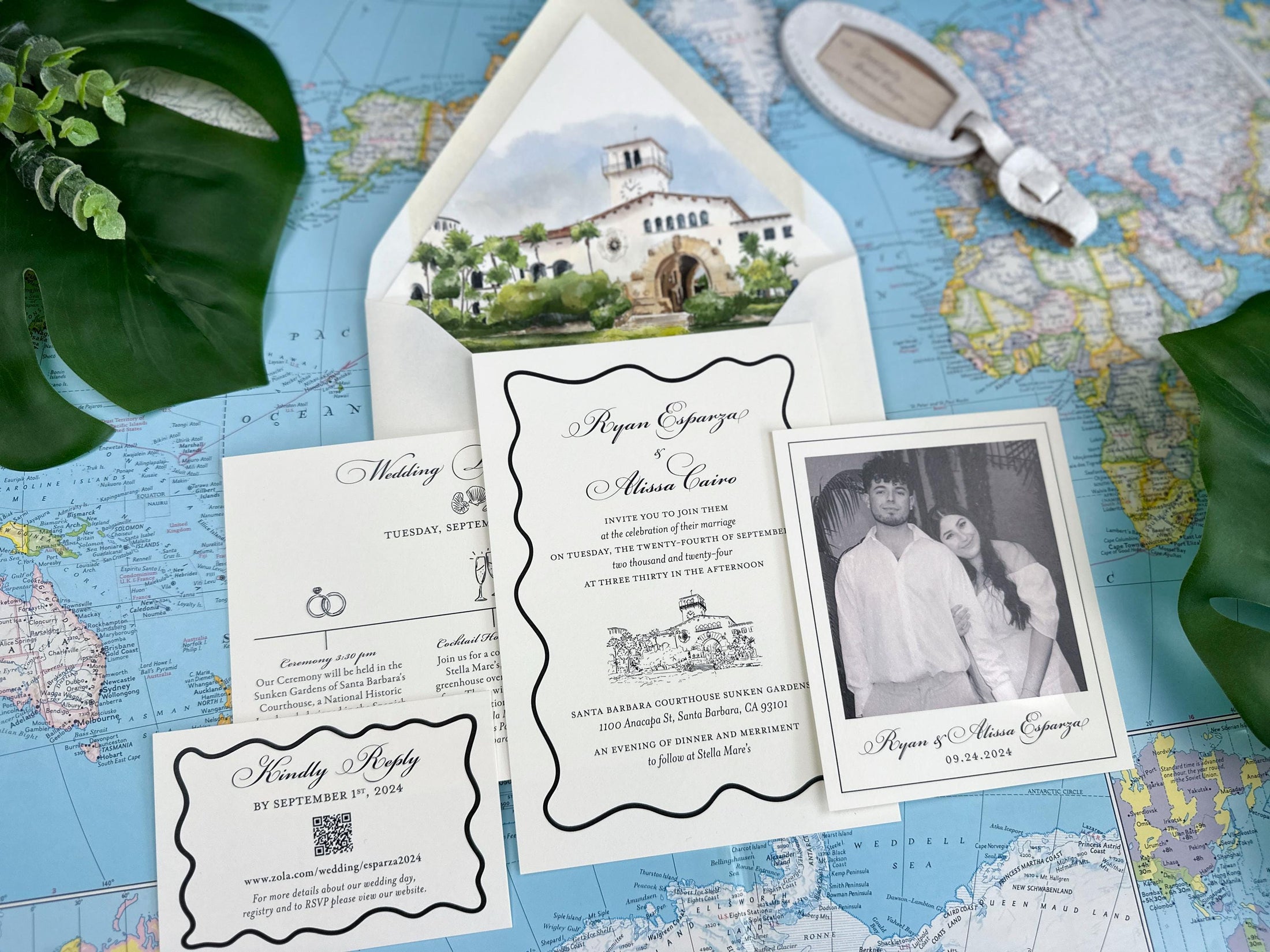Santa Barbara Courthouse Wedding Invitation - (Santa Barbara, California)