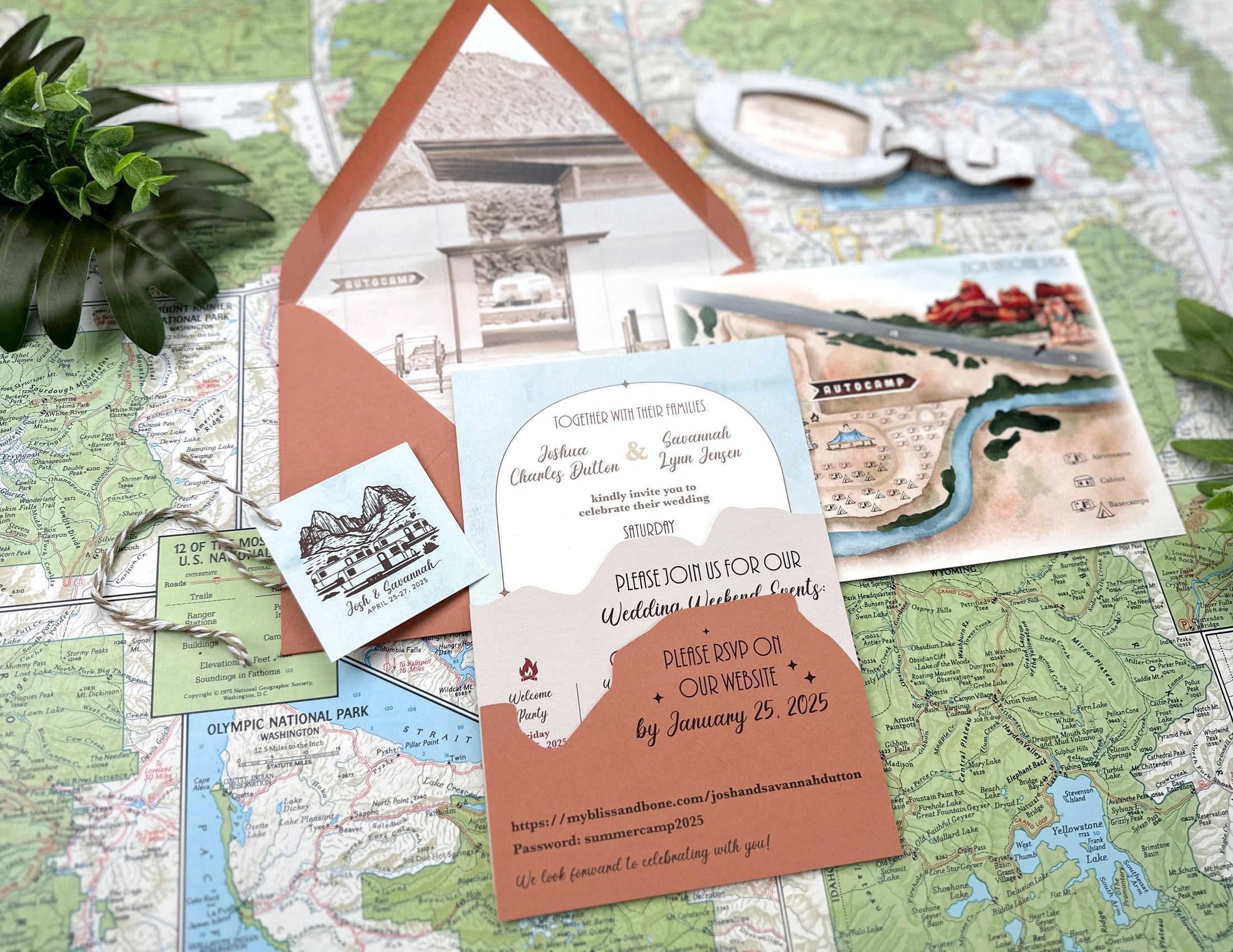 Mountain Watercolor Wedding Invitation (Zion National Park, Utah)