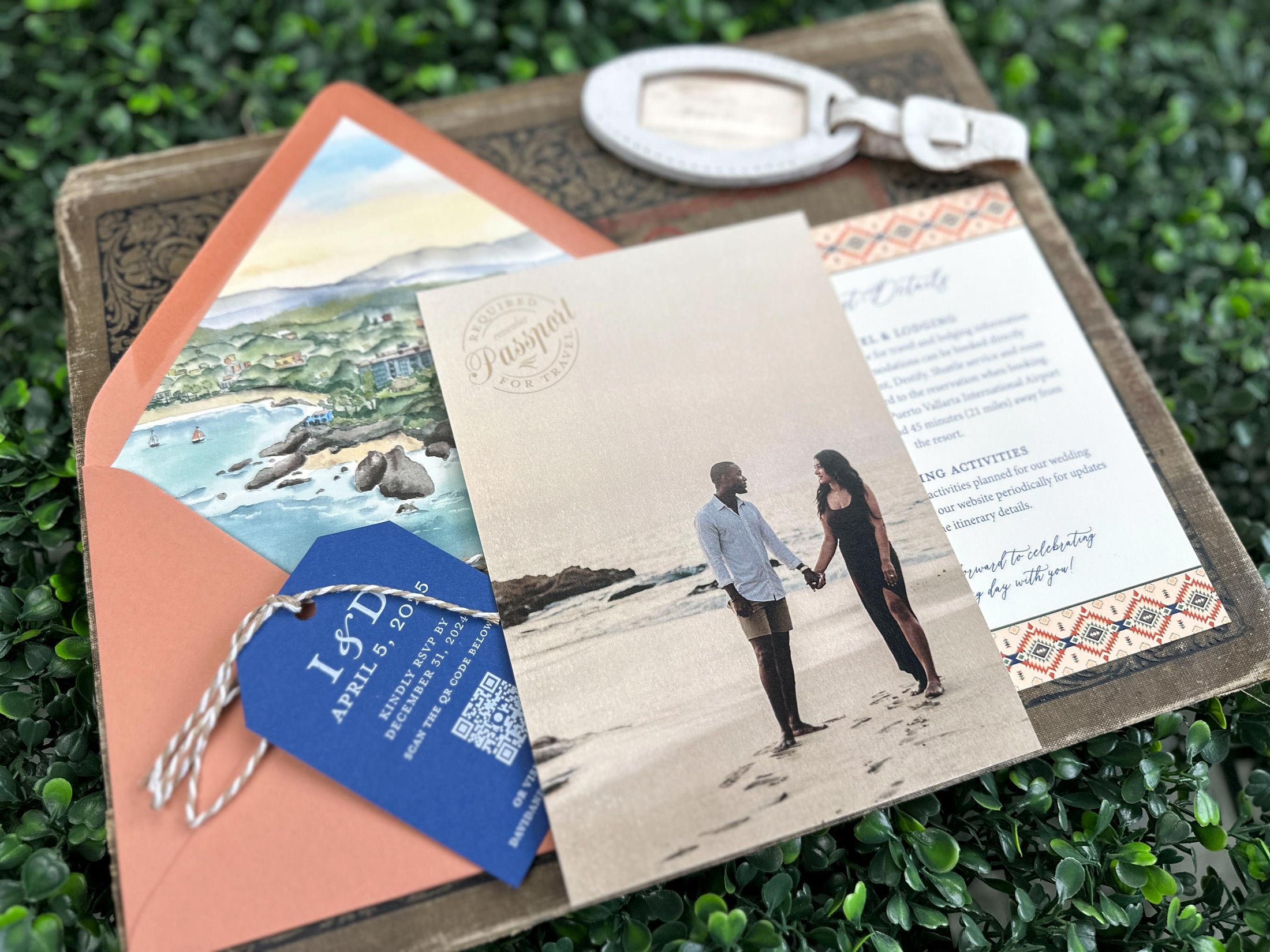 Mexico Watercolor Wedding Invitation (Nayarit, Mexico)