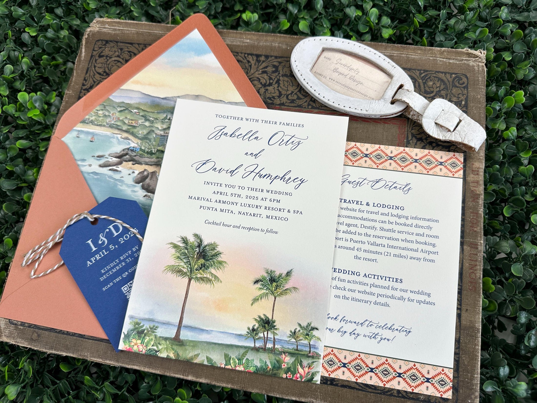 Mexico Watercolor Wedding Invitation (Nayarit, Mexico)