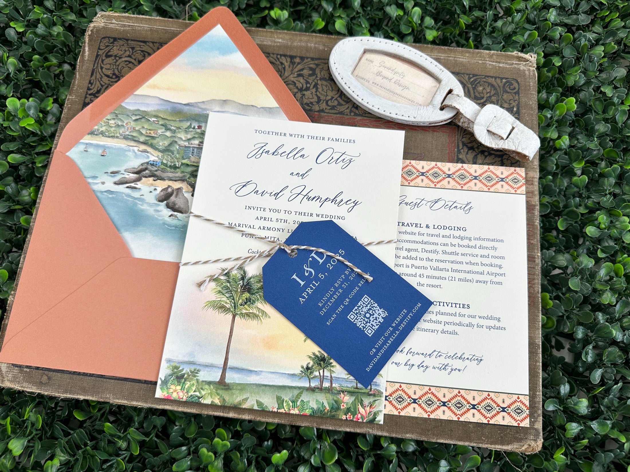 Mexico Watercolor Wedding Invitation (Nayarit, Mexico)