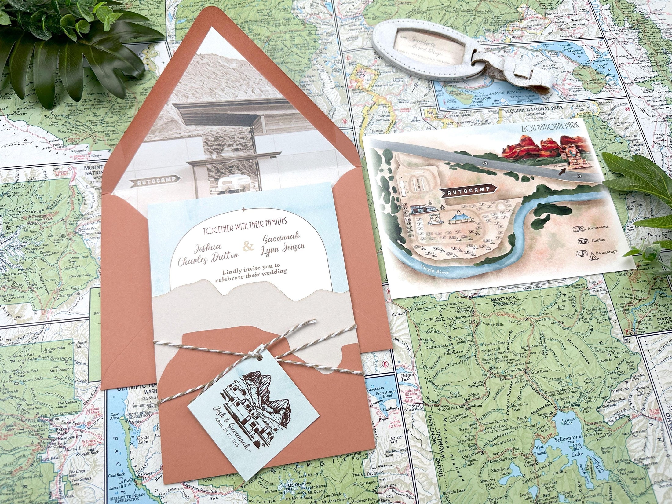 Mountain Watercolor Wedding Invitation (Zion National Park, Utah)