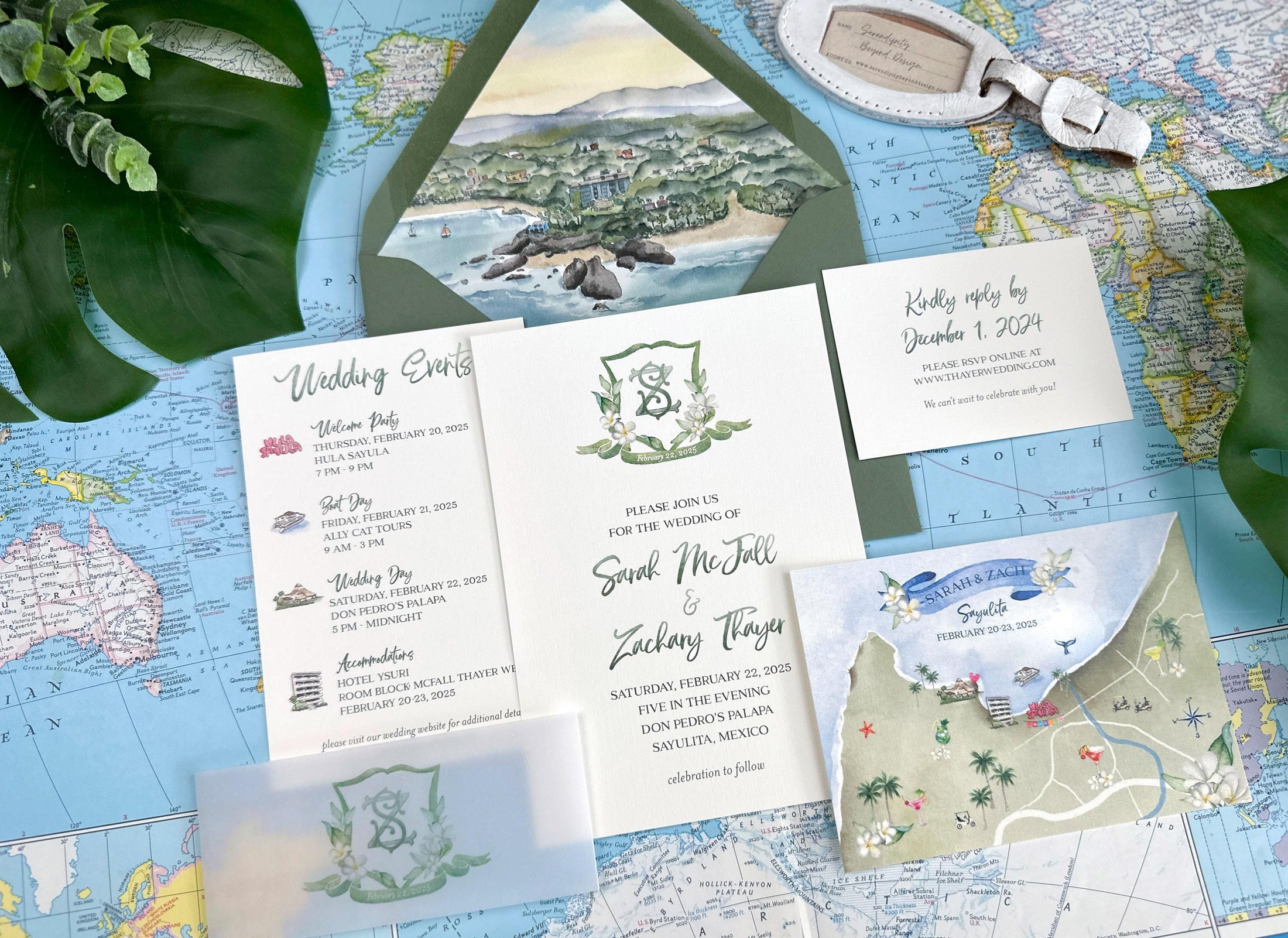 Elegant Tropical Wedding Invitation (Sayulita, Mexico)