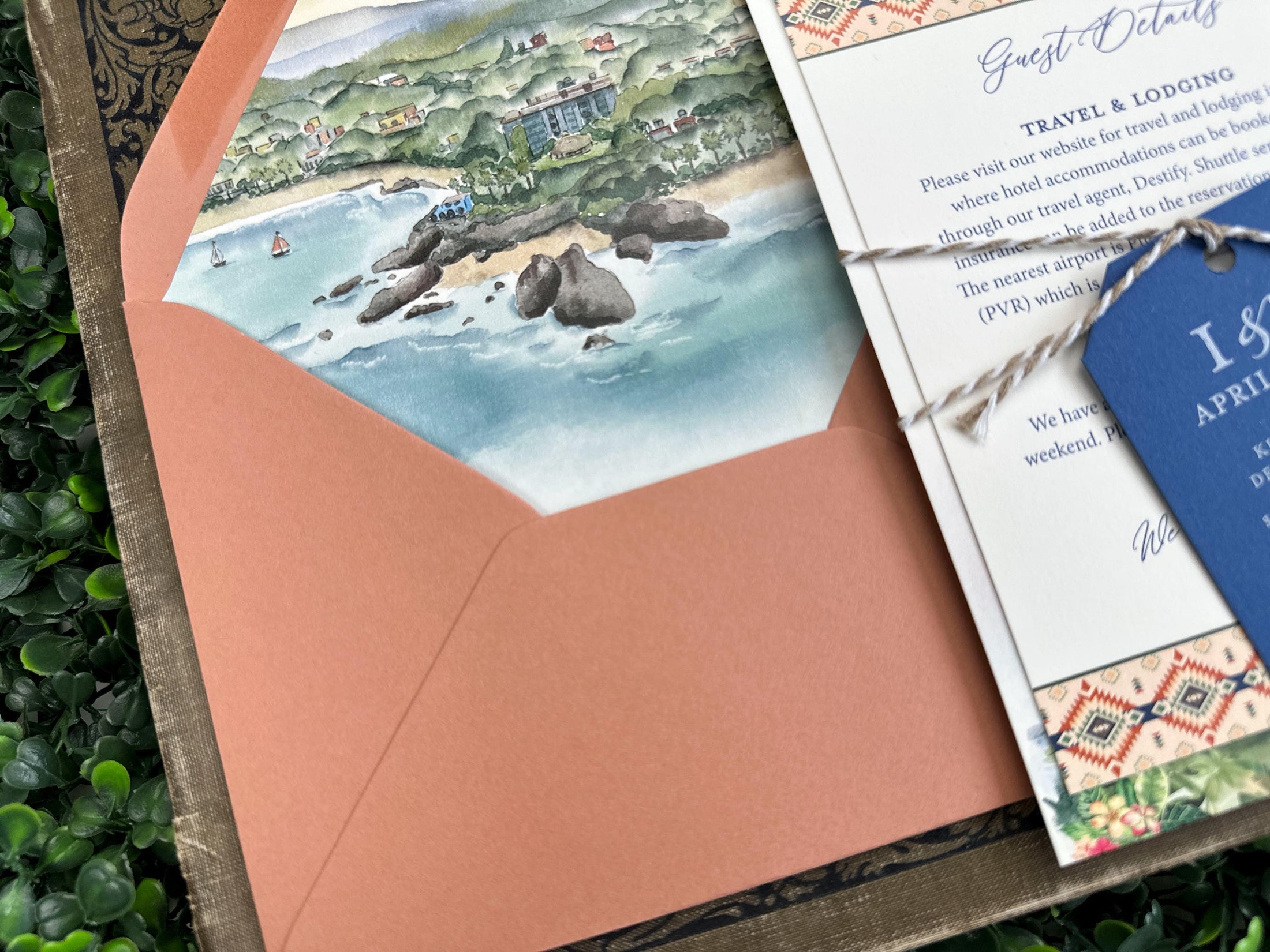 Mexico Watercolor Wedding Invitation (Nayarit, Mexico)