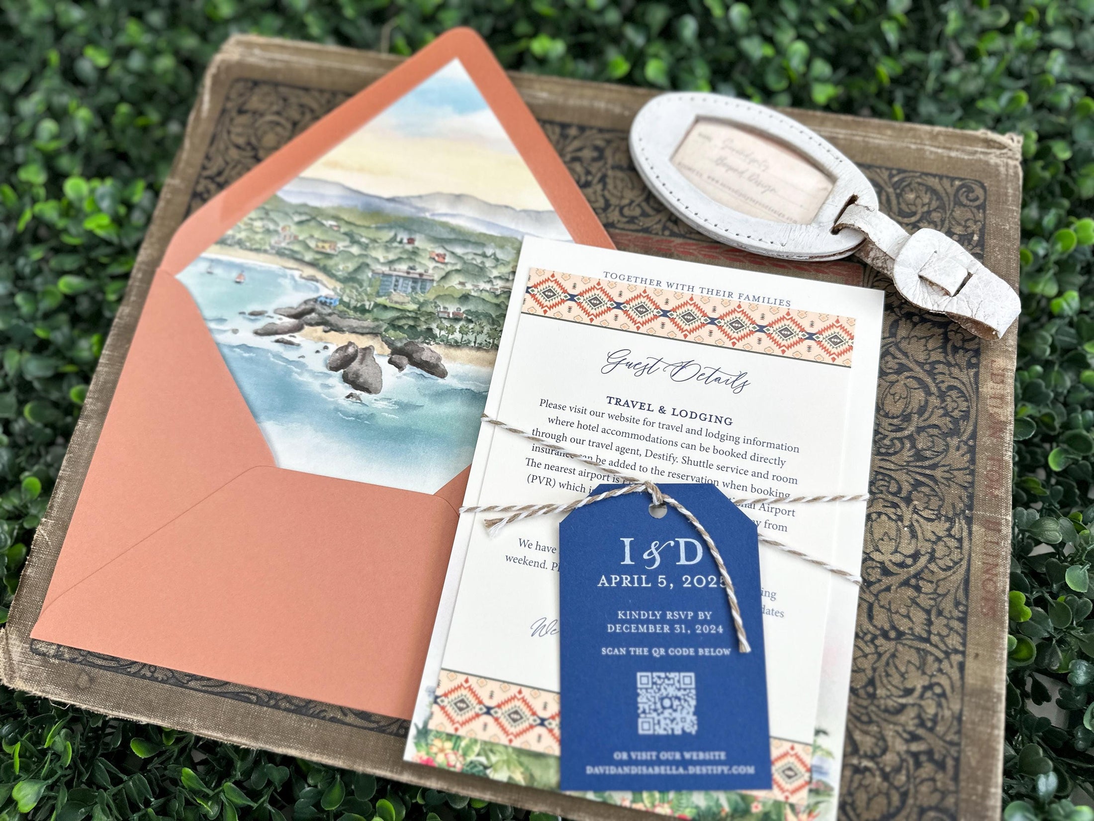 Mexico Watercolor Wedding Invitation (Nayarit, Mexico)