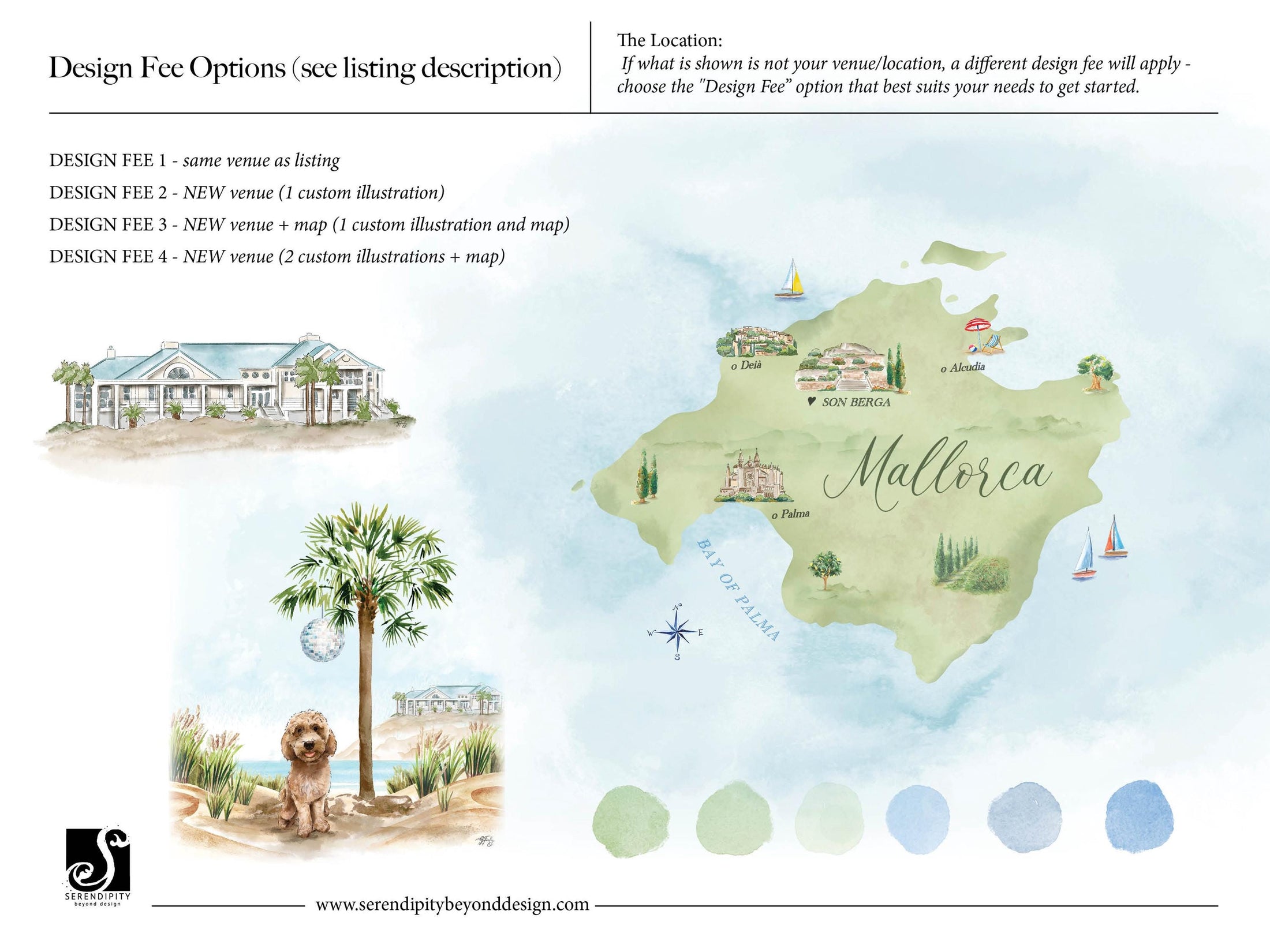 Southern Most Mansion Watercolor Wedding Invitation - (Key West, Florida)