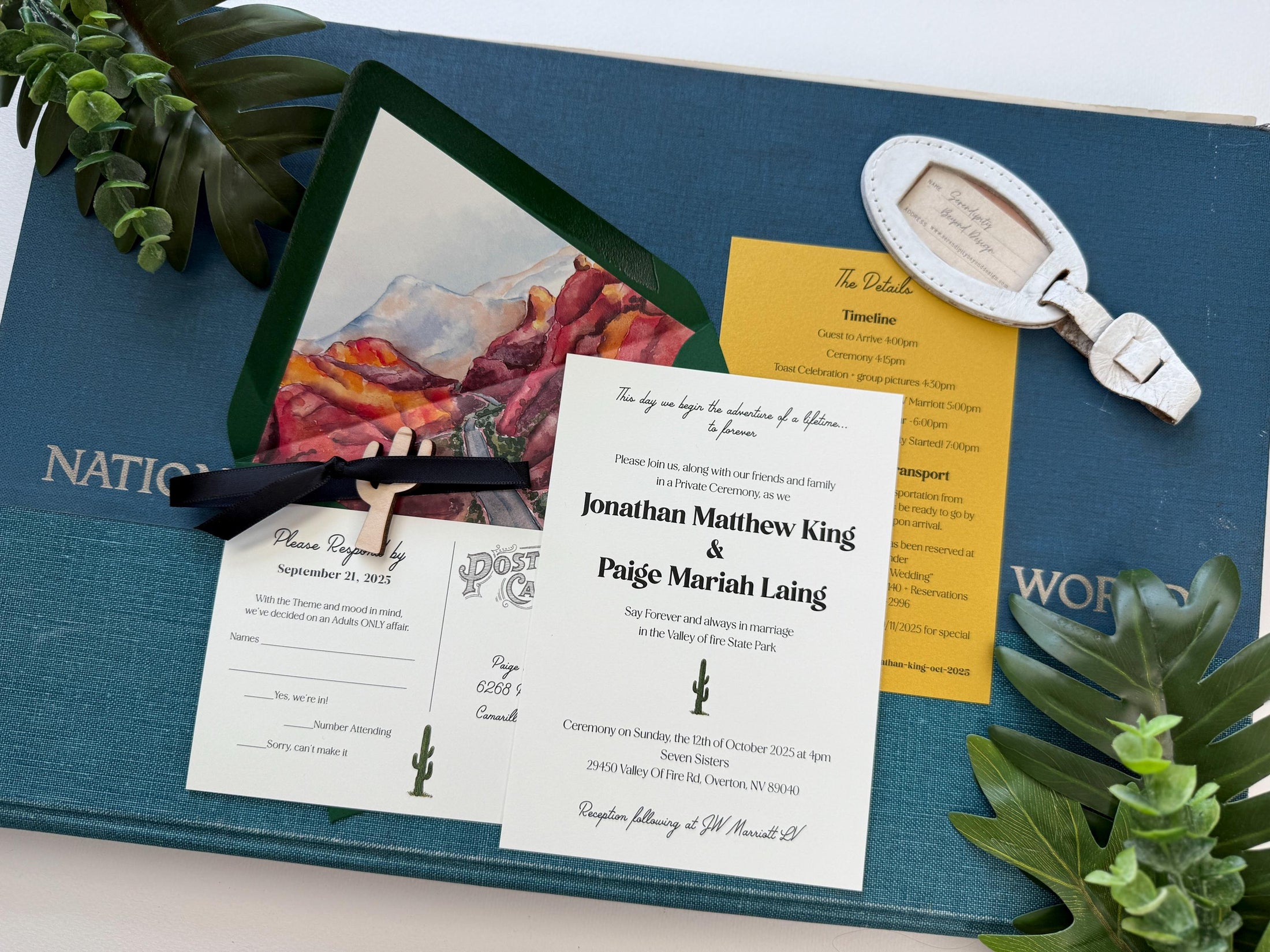 Las Vegas, Nevada Watercolor Wedding Invitation (Valley of Fire)