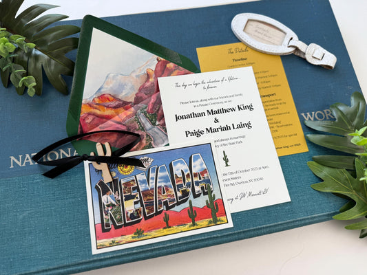 Las Vegas, Nevada Watercolor Wedding Invitation (Valley of Fire)