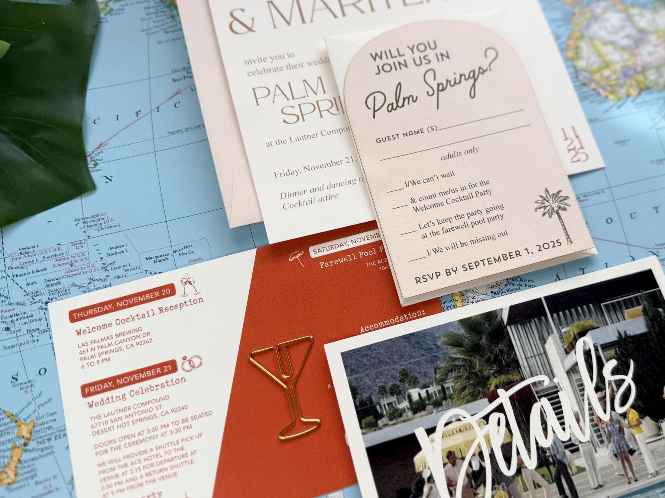 Custom Retro Palm Springs Wedding Invitation - (Ace Hotel)