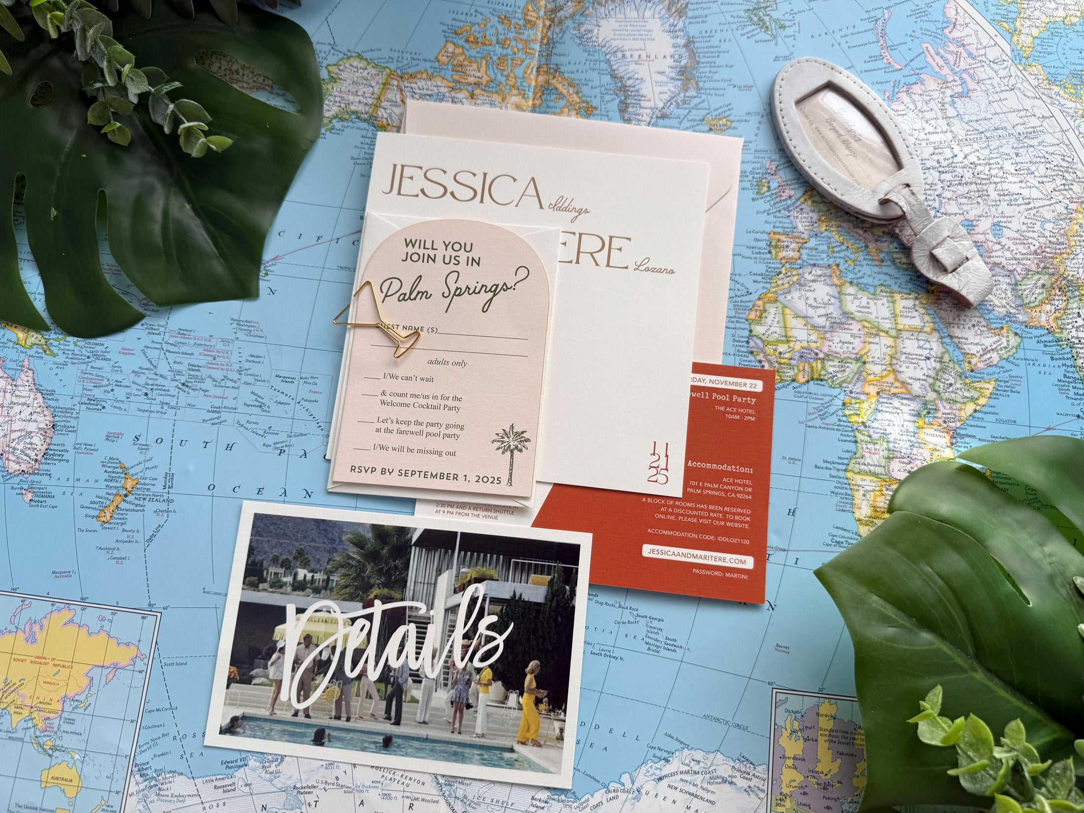 Custom Retro Palm Springs Wedding Invitation - (Ace Hotel)