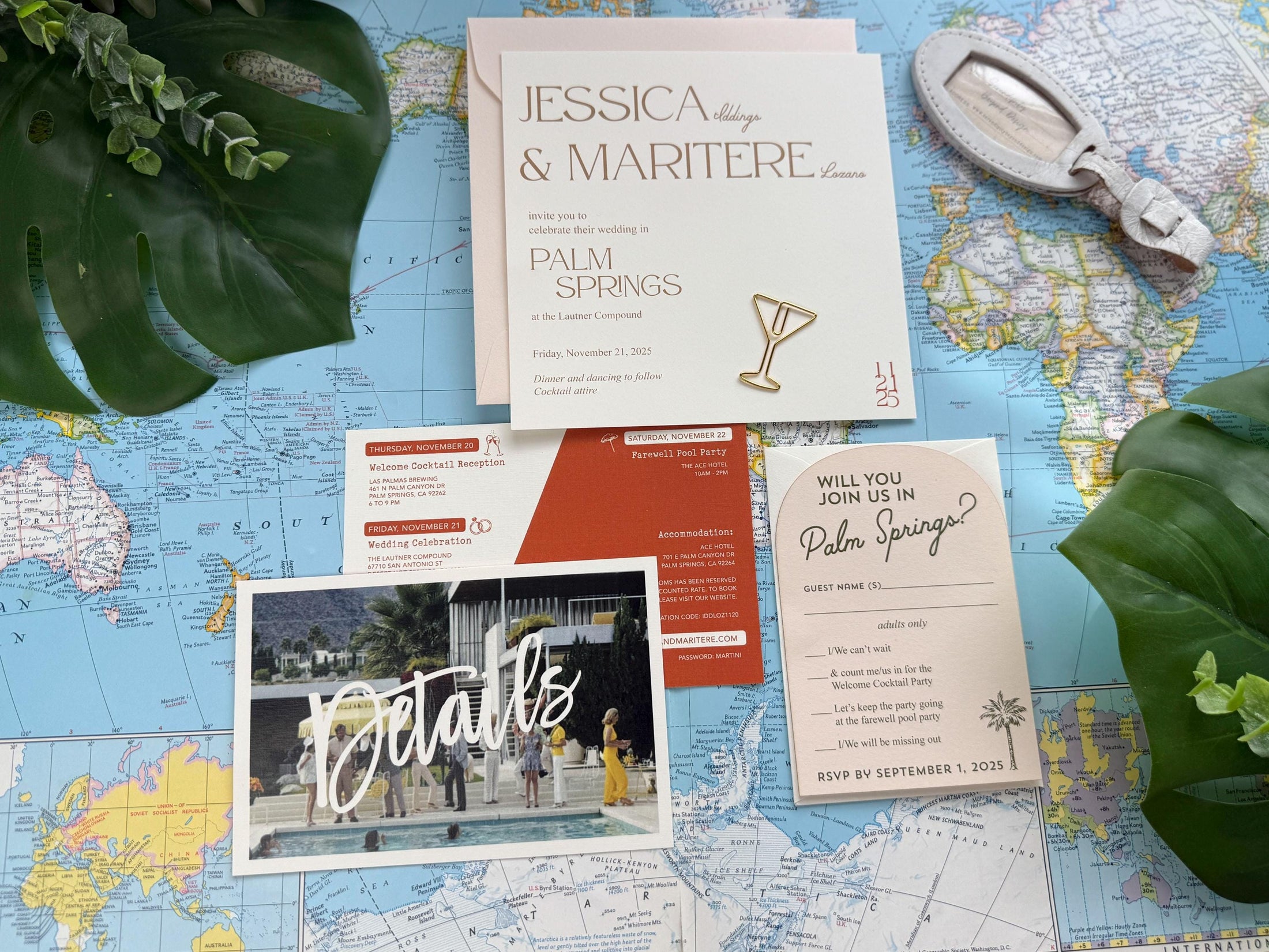Custom Retro Palm Springs Wedding Invitation - (Ace Hotel)