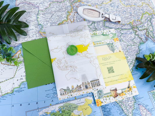 Custom Indian Fusion Watercolor Wedding Invitation