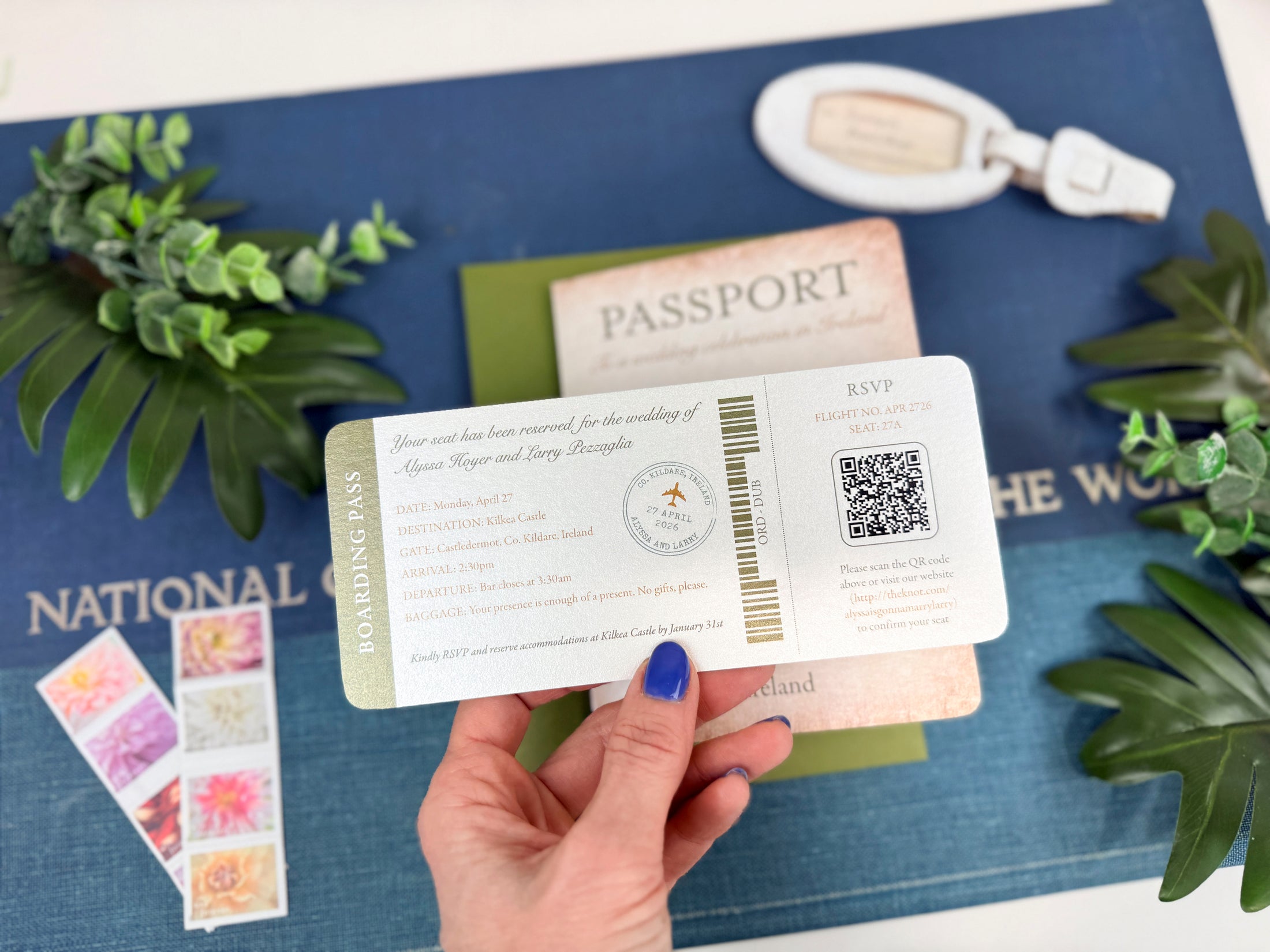 Rustic Ireland Passport Wedding Invitation