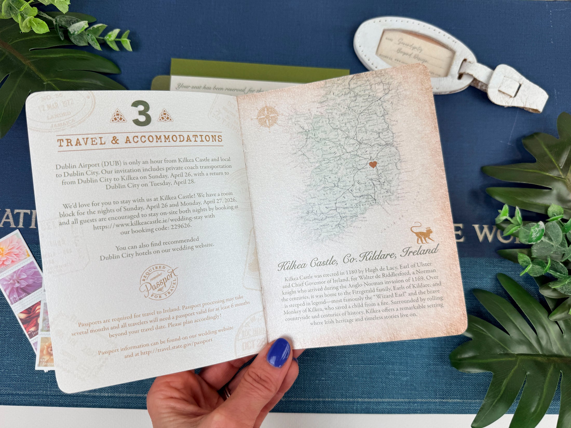 Rustic Ireland Passport Wedding Invitation