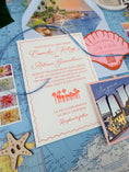 Load image into Gallery viewer, Custom La Jolla Wedding Invitation | Letterpress Invite with Retro Postcard RSVP
