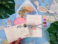 Load image into Gallery viewer, Custom La Jolla Wedding Invitation | Letterpress Invite with Retro Postcard RSVP
