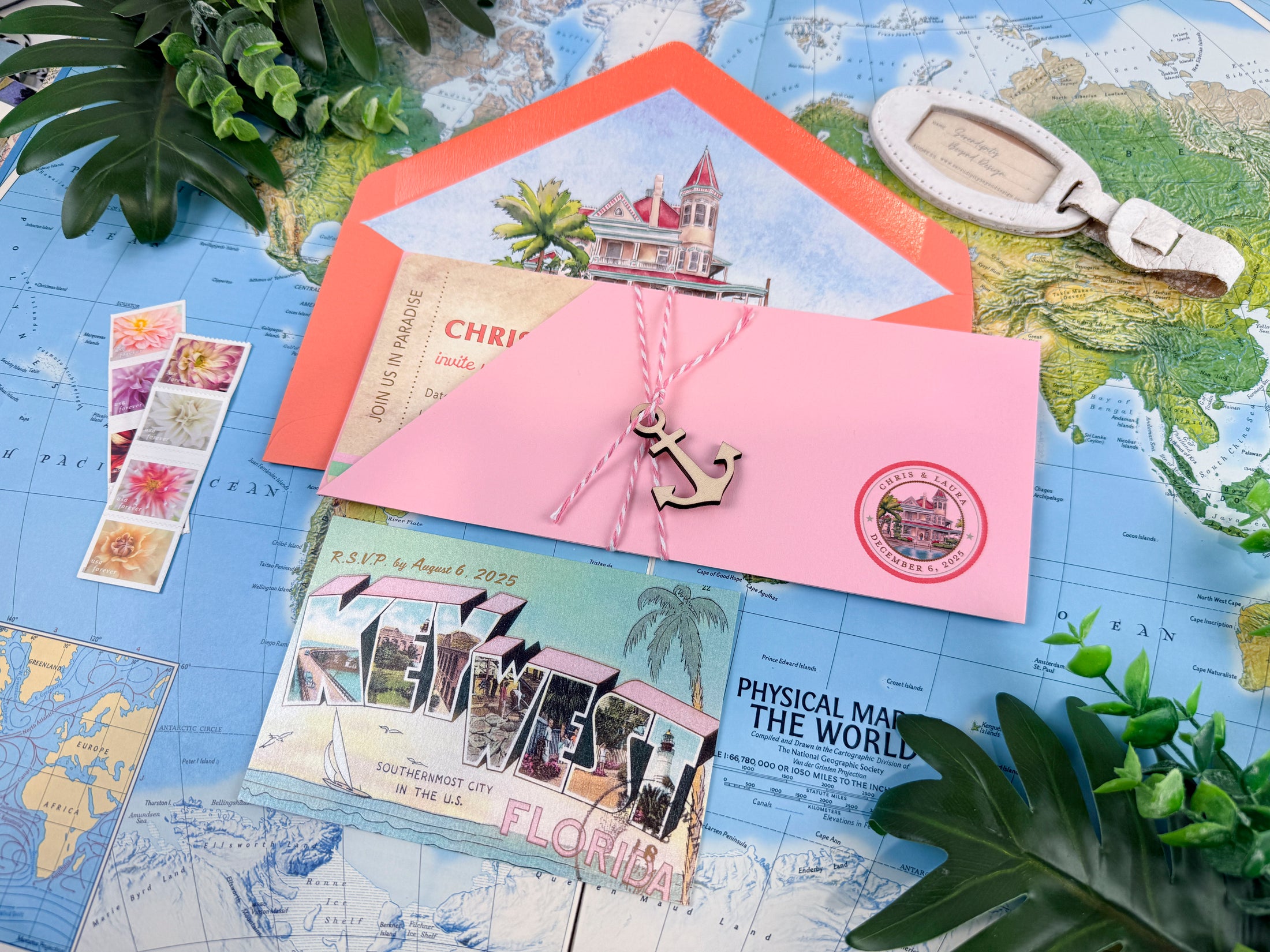 Key West Boarding Pass Wedding Invitation, Mansion of the Sea