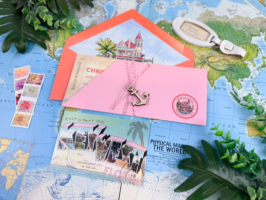 Key West Boarding Pass Wedding Invitation, Mansion of the Sea