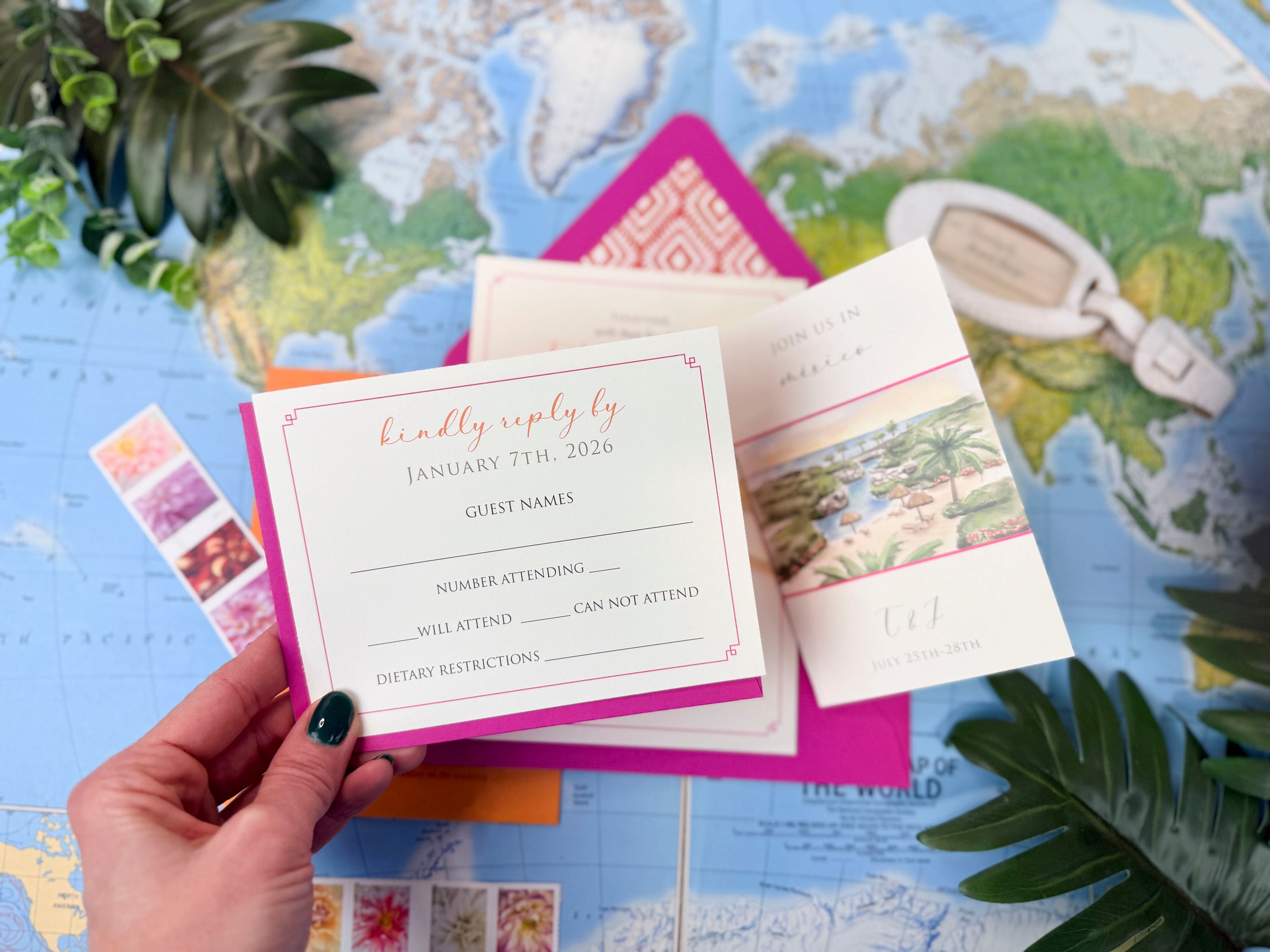 Mexico Watercolor Brochure Wedding Invitation (Hotel Xcaret)