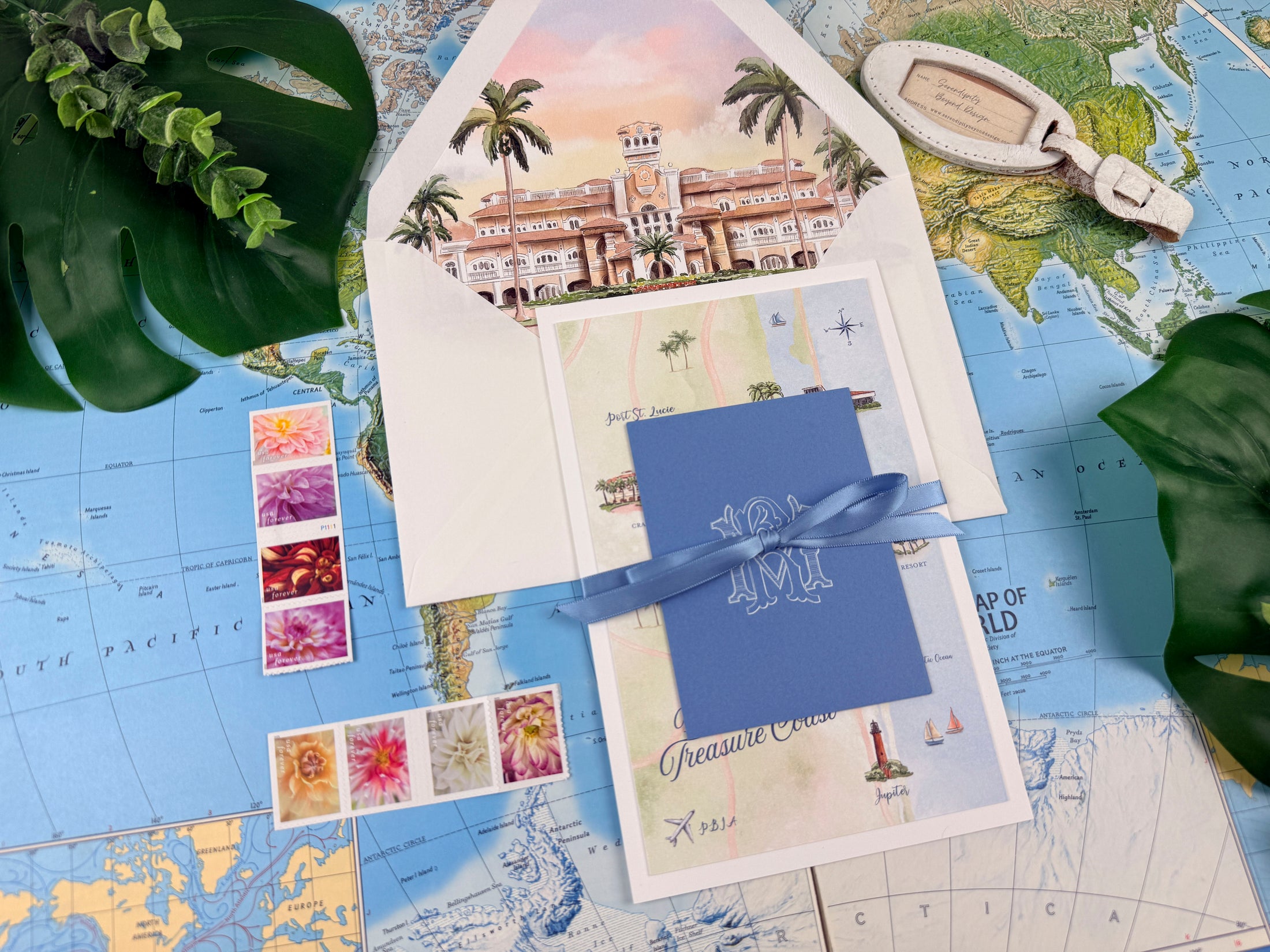 Florida Tropical Wedding Invite, Watercolor Beach Suite, Port St. Lucie - Crane club