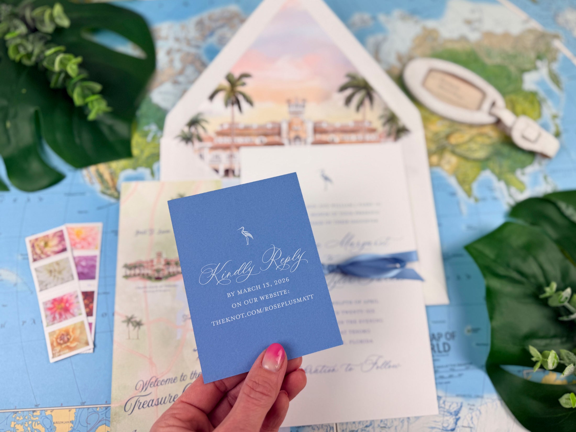 Florida Tropical Wedding Invite, Watercolor Beach Suite, Port St. Lucie - Crane club