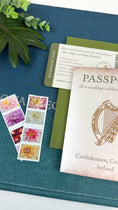Load and play video in Gallery viewer, Rustic Ireland Passport Wedding Invitation
