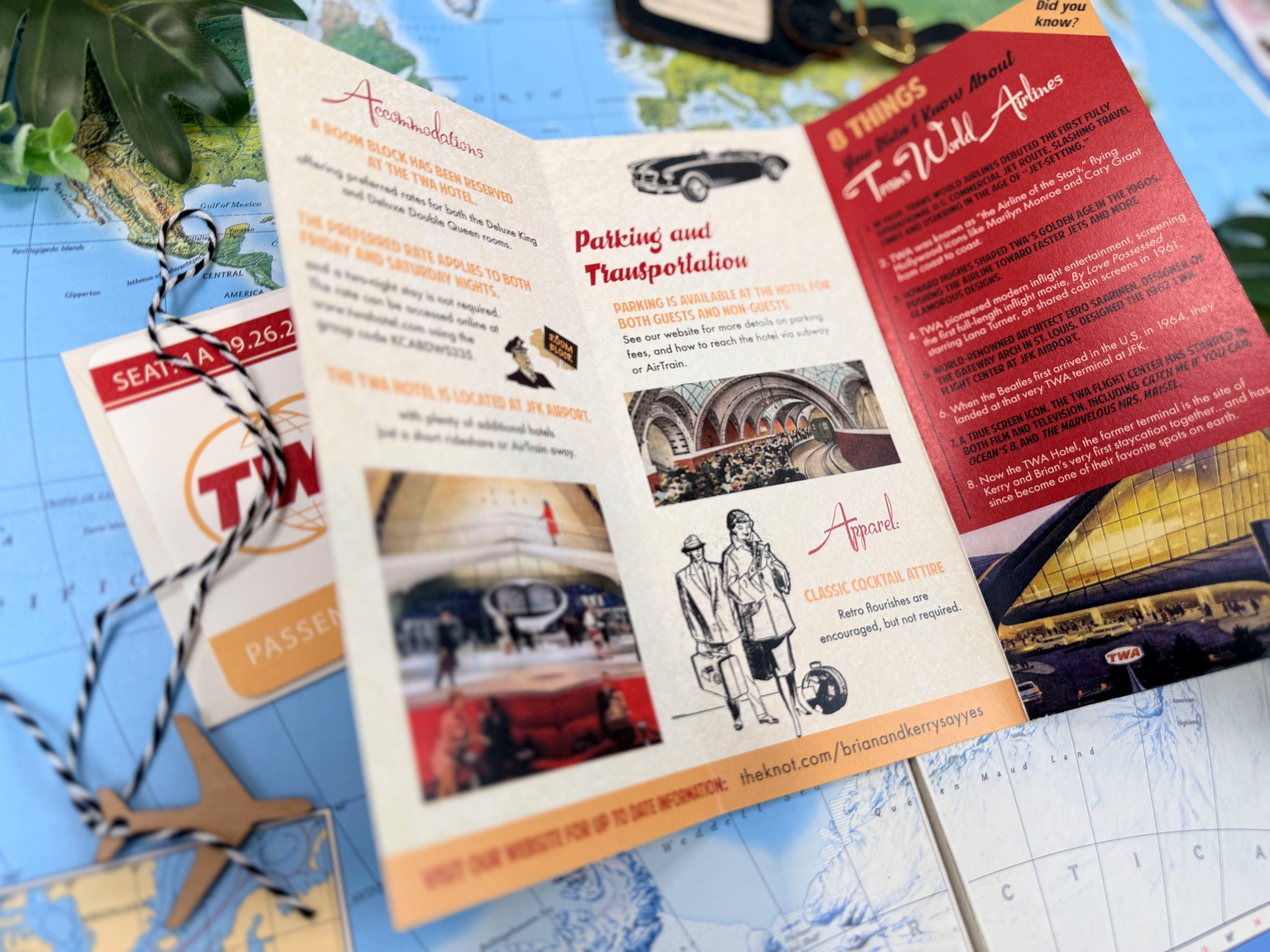 Custom Retro Travel Brochure Wedding Invitation (Vintage TWA Airline)