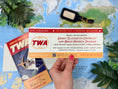 Load image into Gallery viewer, Custom Retro Travel Brochure Wedding Invitation (Vintage TWA Airline)
