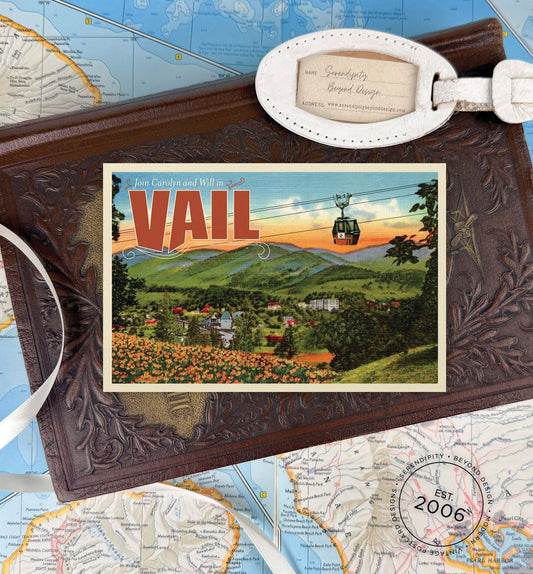 Save the Date - Vail, Colorado - Vintage Travel Postcard